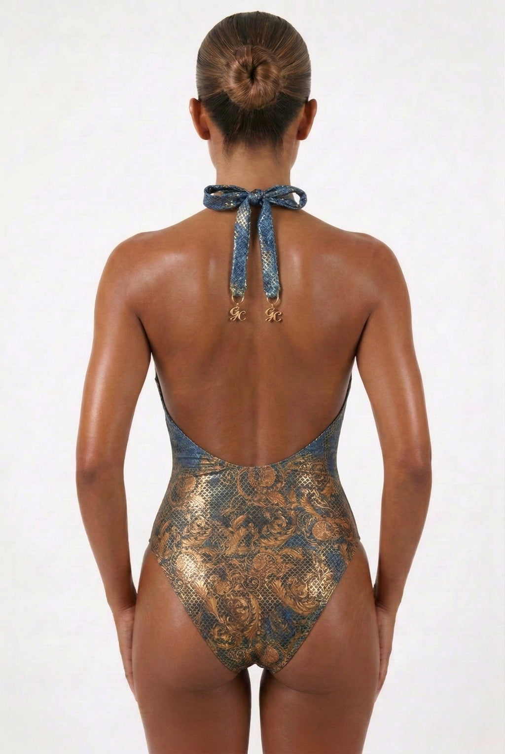 Baroc Queen-Baroc/Denim V-Neck Swimsuit